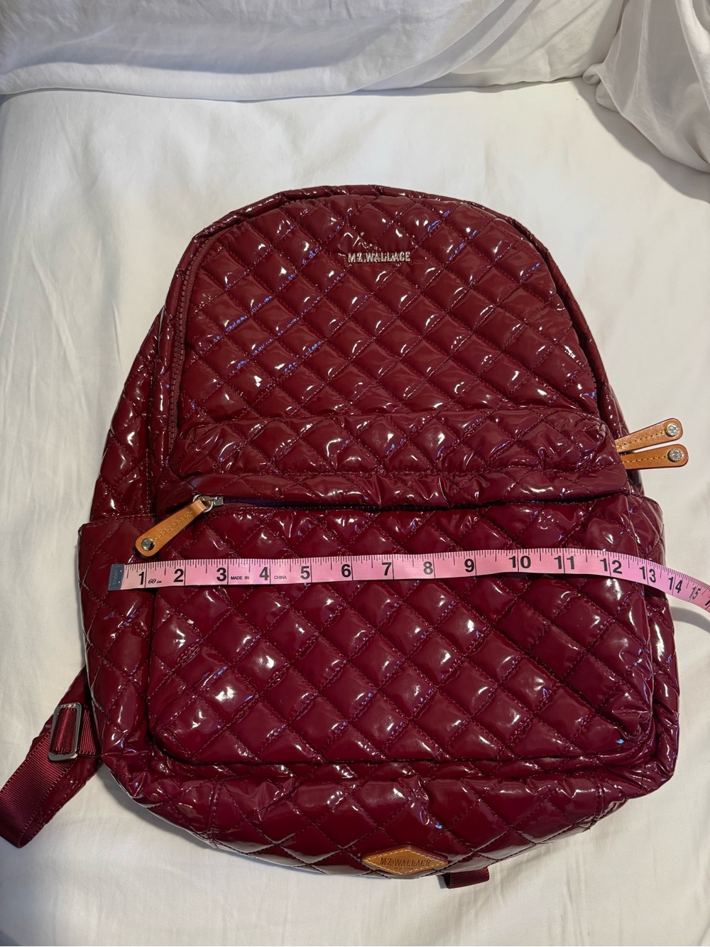 MZ WALLACE BACKPACK—Quilted “Cranberry Lacquer” with leather details - Picture 14 of 16